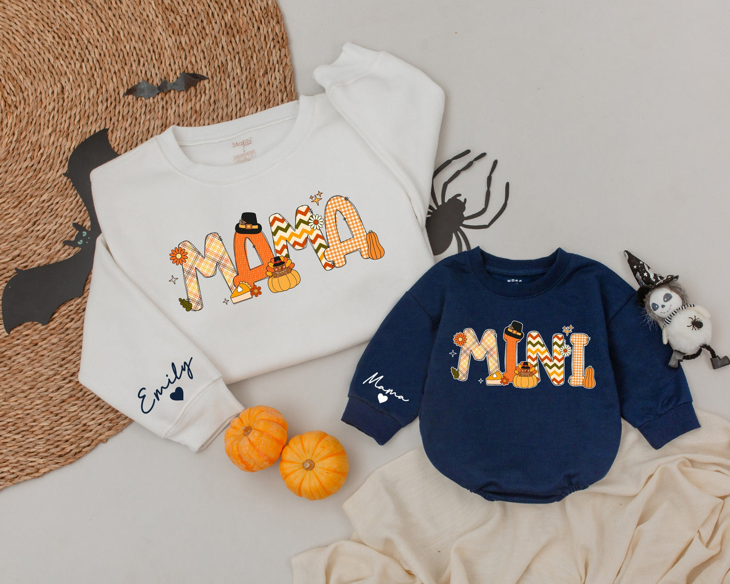 Matching Thanksgiving Sweatshirts for Family, Personalized & Retro Style