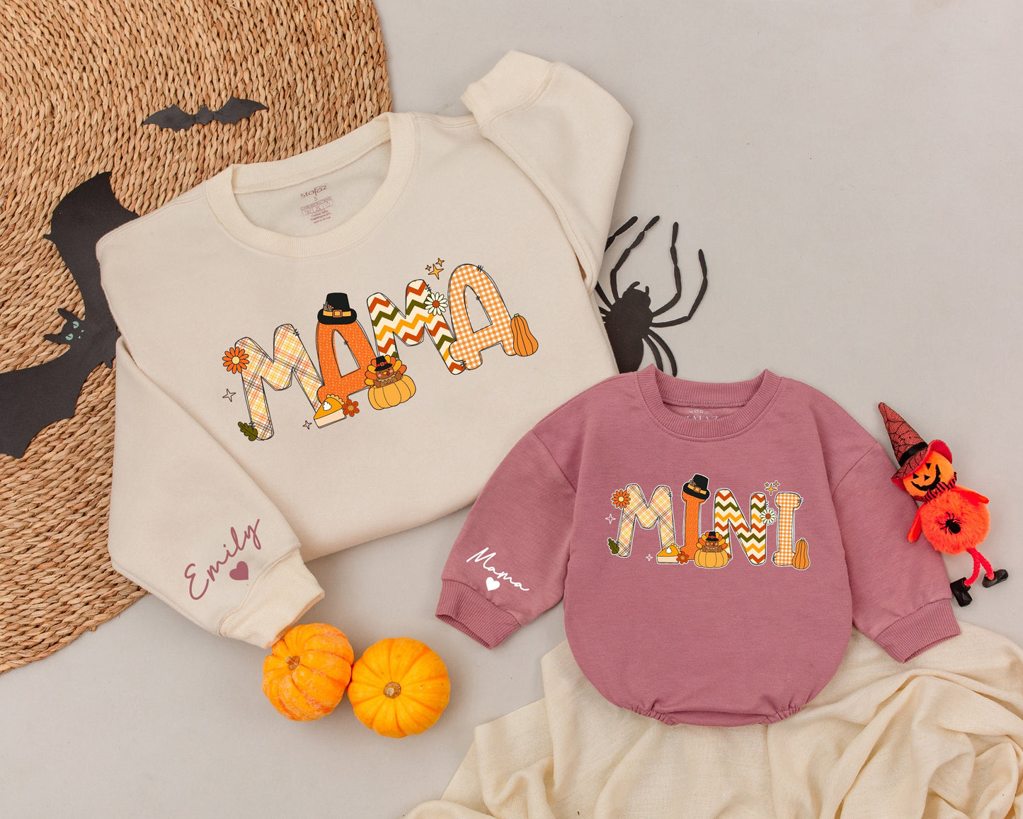 Matching Thanksgiving Sweatshirts for Family, Personalized & Retro Style