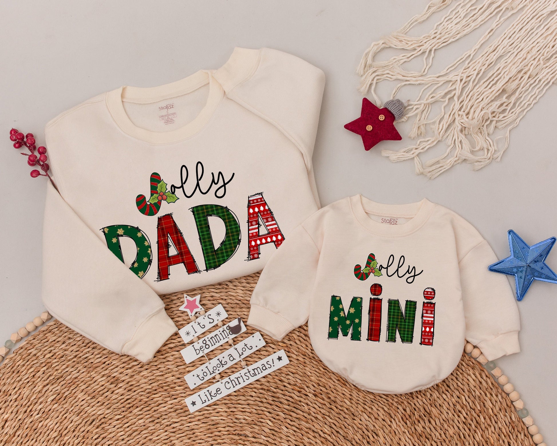 Retro Christmas Family Sweatshirts: Mommy, Daddy, and Me Set