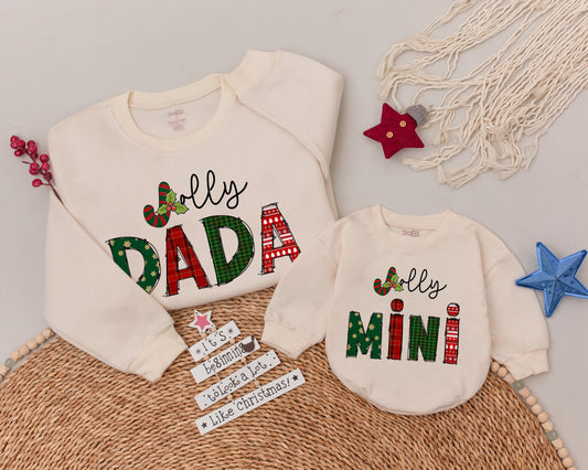Retro Christmas Family Sweatshirts: Mommy, Daddy, and Me Set