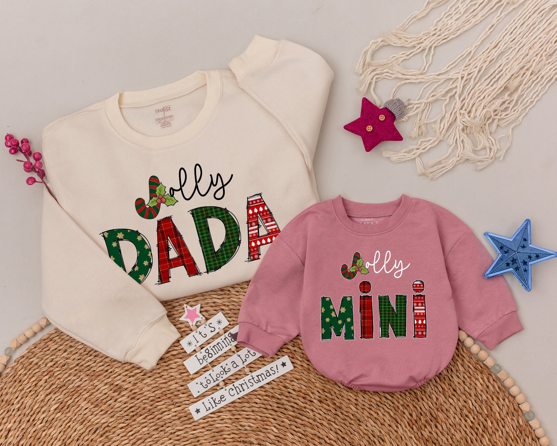 Retro Christmas Family Sweatshirts: Mommy, Daddy, and Me Set