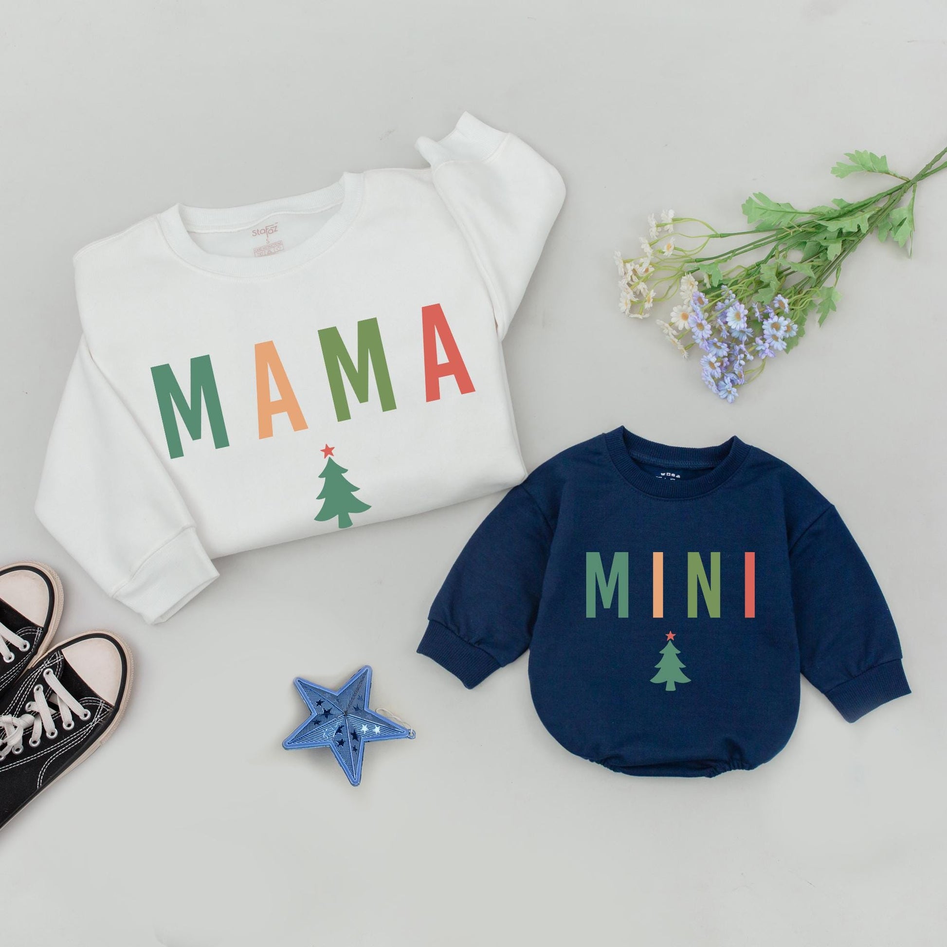 Matching Mama and Mini Christmas Sweatshirts: Family Holiday Outfit