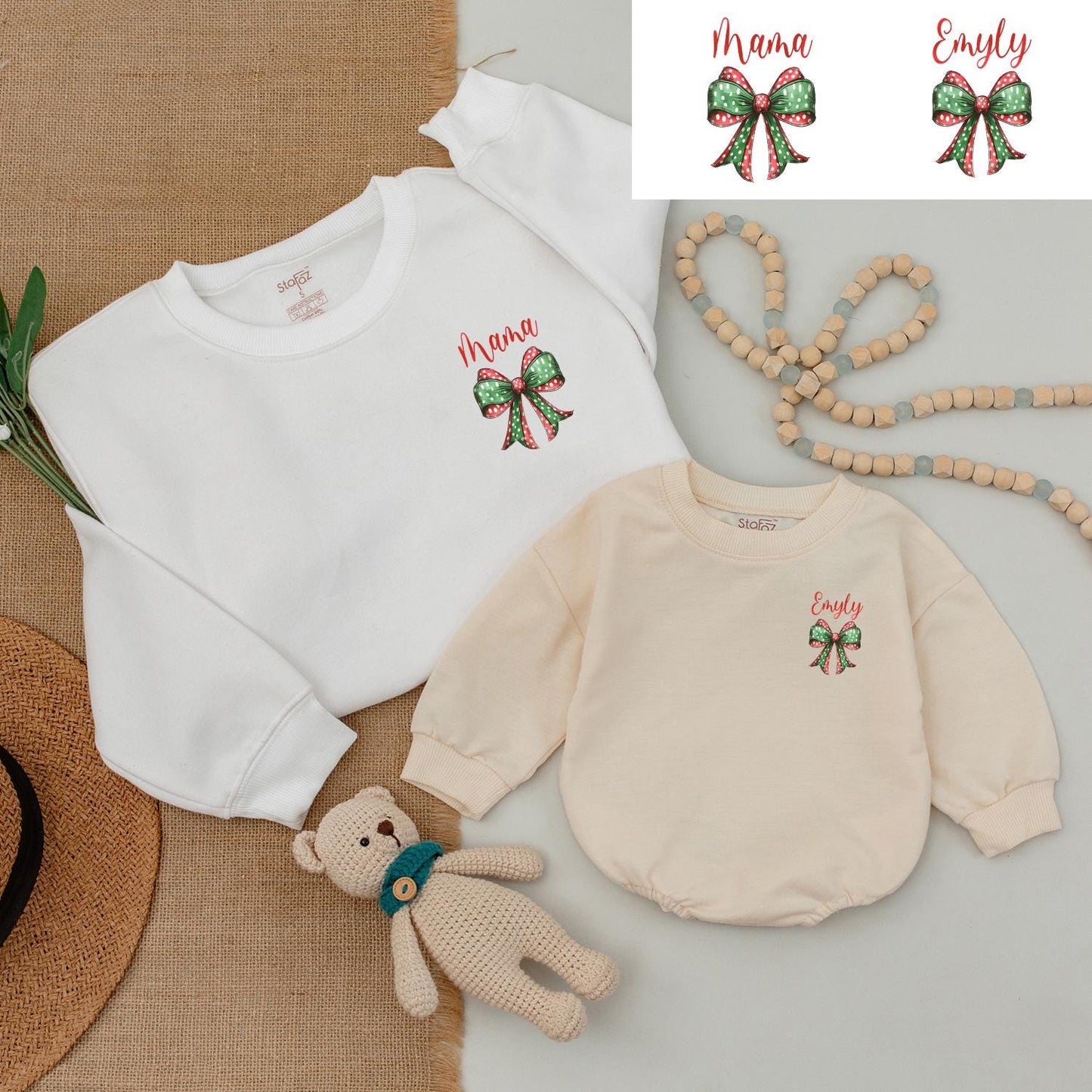 Matching Family Christmas Outfits: Cute Sweatshirts & Baby Romper  