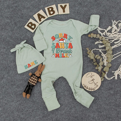 Sorry Santa I Drank The Milk Baby Romper Cozy Christmas Bodysuit Cute Vintage Inspired Outfit Long Sleeve First Christmas Gift