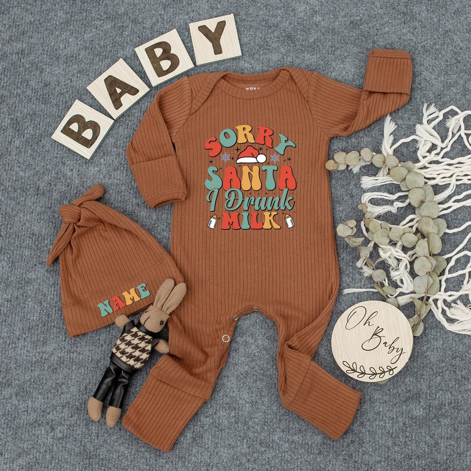 Sorry Santa I Drank The Milk Baby Romper Cozy Christmas Bodysuit Cute Vintage Inspired Outfit Long Sleeve First Christmas Gift