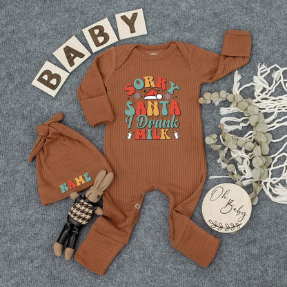 Sorry Santa I Drank The Milk Baby Romper Cozy Christmas Bodysuit Cute Vintage Inspired Outfit Long Sleeve First Christmas Gift