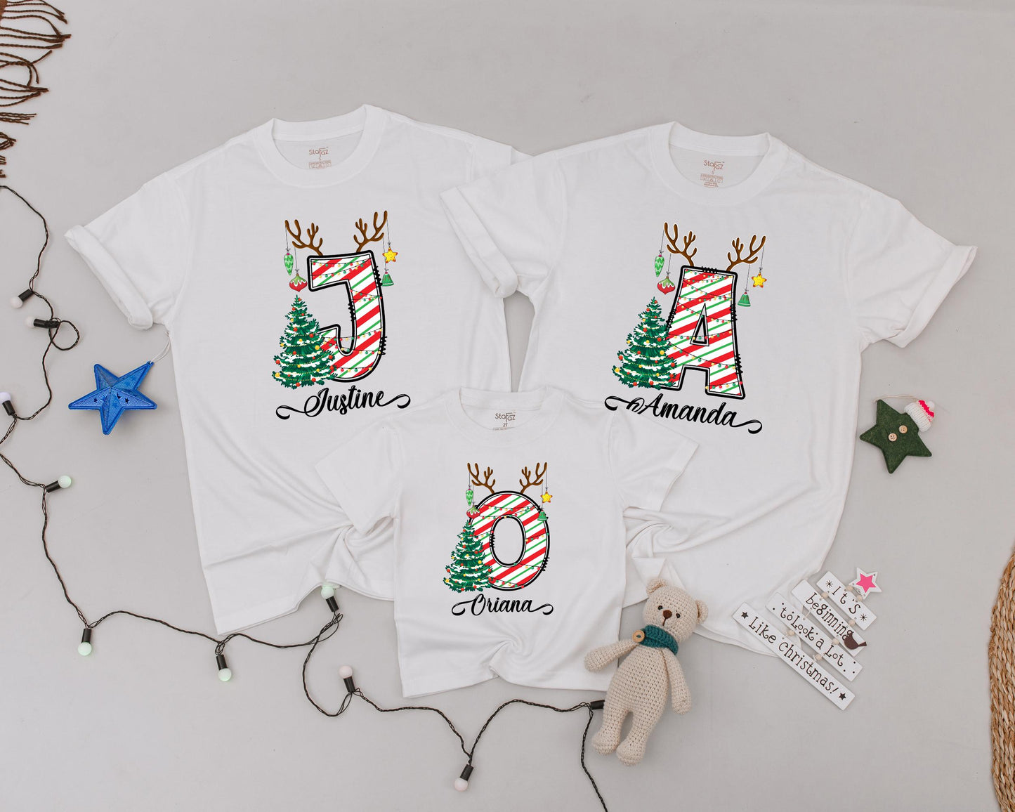 Custom Family Christmas Shirts, Monogrammed Vintage Tees, Gift Idea