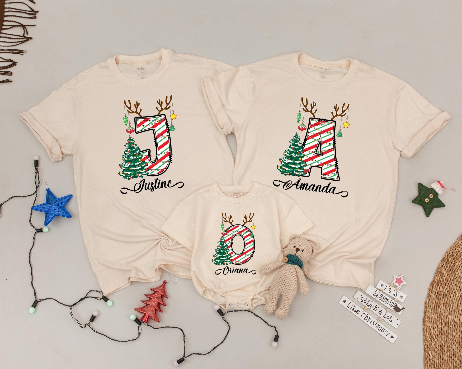 Custom Family Christmas Shirts, Monogrammed Vintage Tees, Gift Idea