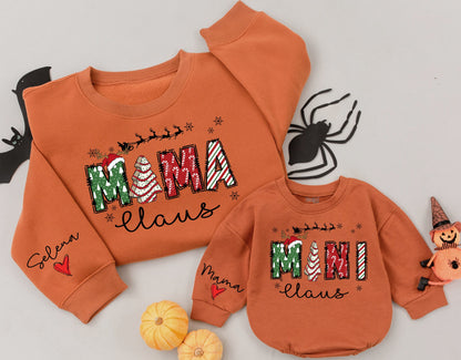 Mama and Mini Claus Christmas Sweatshirt Set: Matching Holiday Outfits