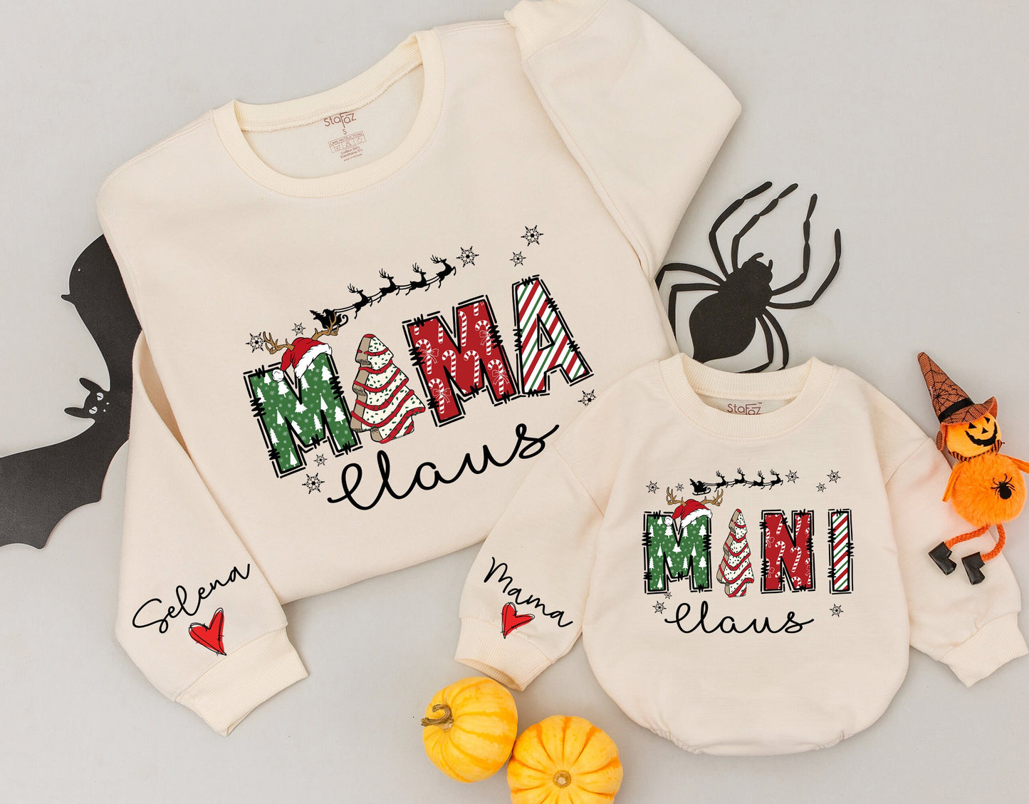 Mama and Mini Claus Christmas Sweatshirt Set: Matching Holiday Outfits