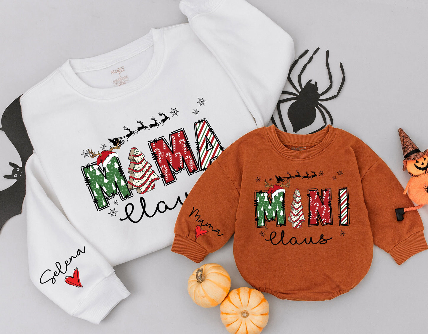 Mama and Mini Claus Christmas Sweatshirt Set: Matching Holiday Outfits