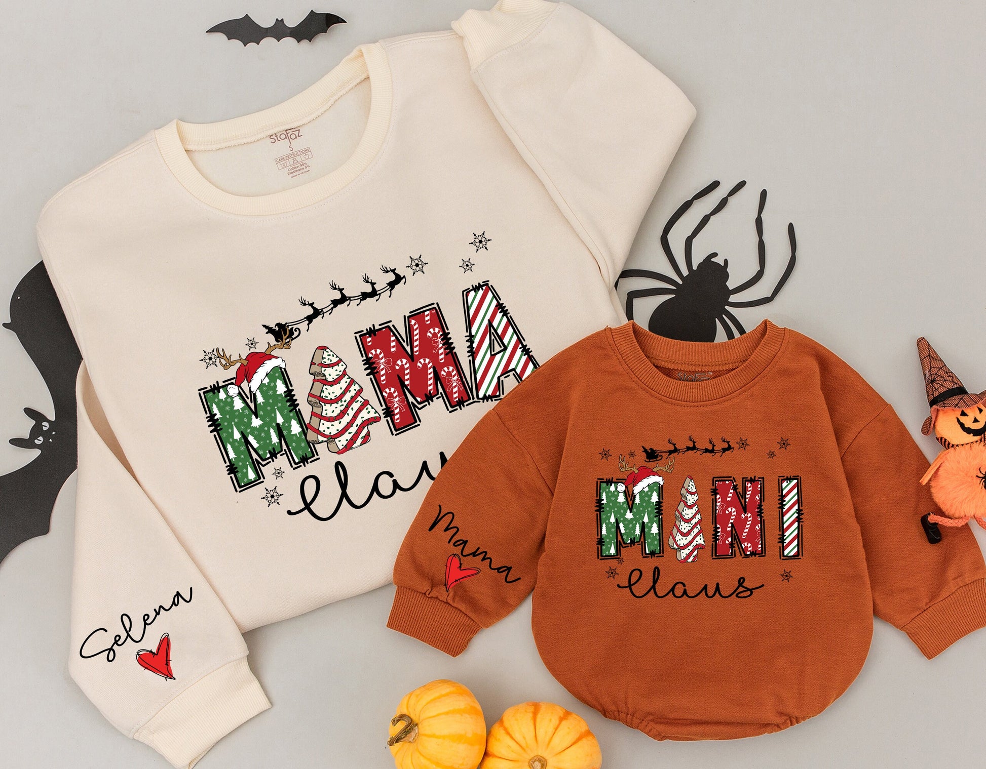 Mama and Mini Claus Christmas Sweatshirt Set: Matching Holiday Outfits