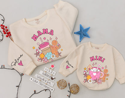 Mommy & Me Christmas Sweatshirt Set: Coffee & Cocoa Matching Outfits