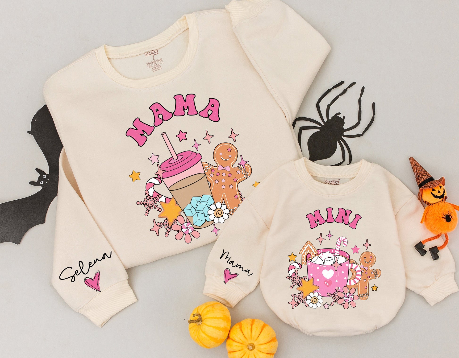 Mommy & Me Christmas Sweatshirt Set: Coffee & Cocoa Matching Outfits