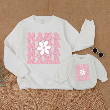 Matching Vintage Daisy Sweatshirts for Mom & Daughter Outfits