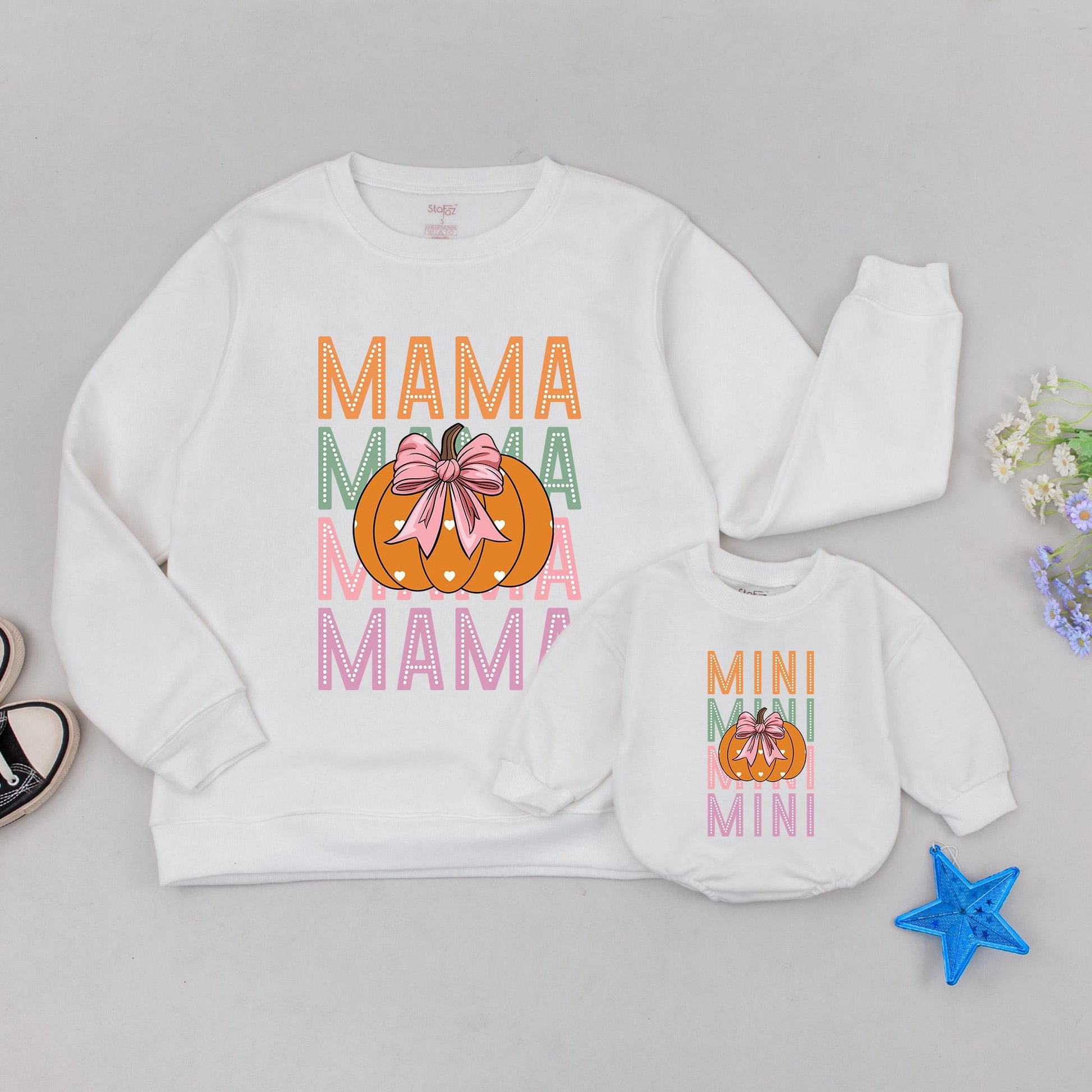 Retro Mama and Mini Pumpkin Sweatshirt: Matching Fall Family Outfit