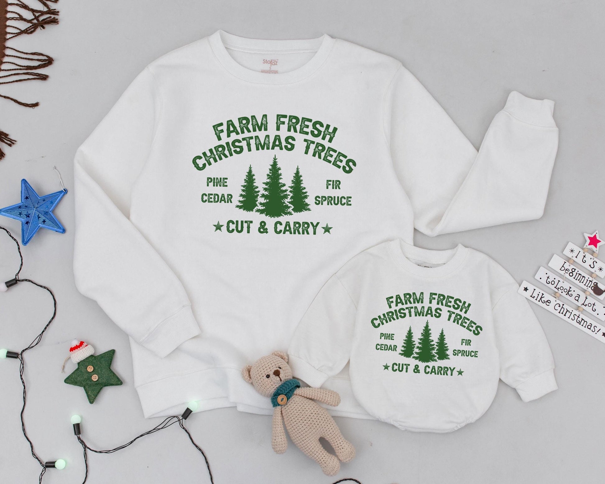 Retro Christmas Sweatshirt Set: Mommy and Me Matching Family Outfits