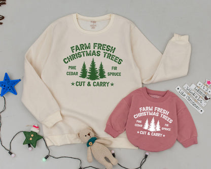 Retro Christmas Sweatshirt Set: Mommy and Me Matching Family Outfits