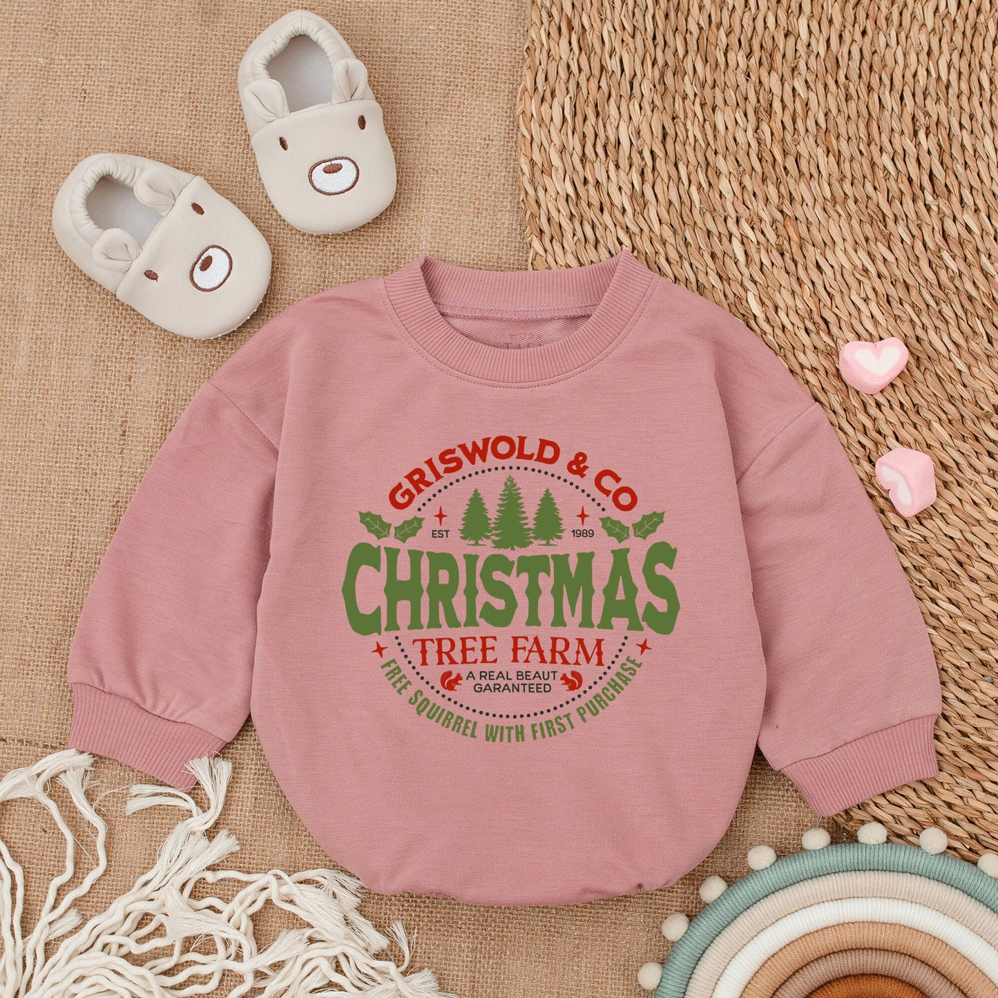 Griswold's Farm Christmas Romper: Cozy Baby's First Holiday Outfit