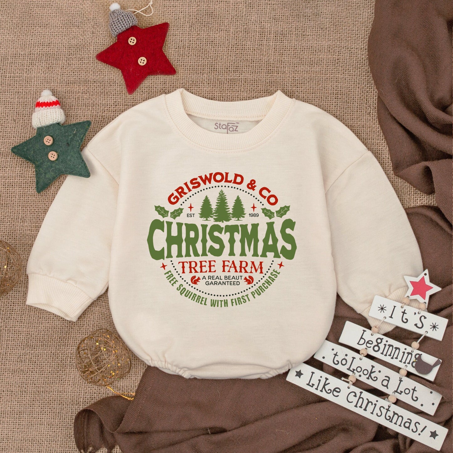 Griswold's Farm Christmas Romper: Cozy Baby's First Holiday Outfit