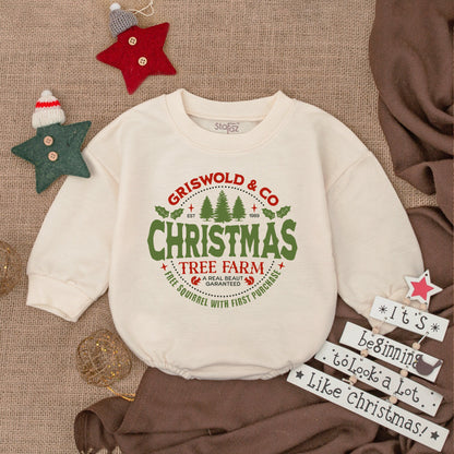 Griswold's Farm Christmas Romper: Cozy Baby's First Holiday Outfit