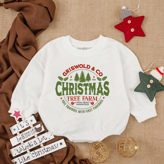 Griswold's Farm Christmas Romper: Cozy Baby's First Holiday Outfit