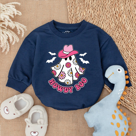 Howdy Boo First Halloween Baby Girl Bodysuit, Ghost Cowboy Hat Graphic, Funny Halloween Romper Gift, Fall Baby Clothes