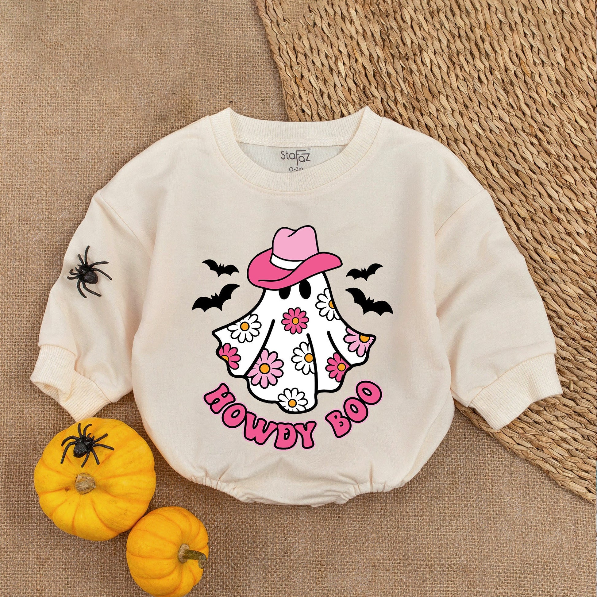 Howdy Boo First Halloween Baby Girl Bodysuit, Ghost Cowboy Hat Graphic, Funny Halloween Romper Gift, Fall Baby Clothes