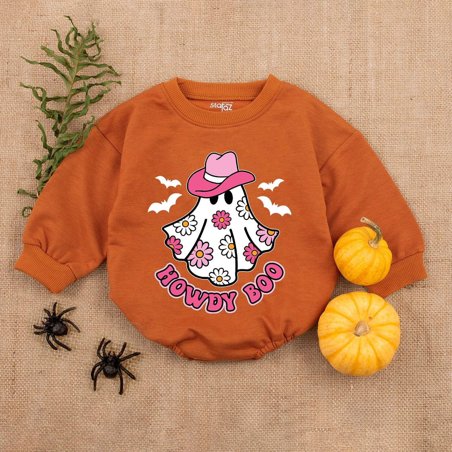 Howdy Boo First Halloween Baby Girl Bodysuit, Ghost Cowboy Hat Graphic, Funny Halloween Romper Gift, Fall Baby Clothes