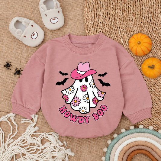 Howdy Boo First Halloween Baby Girl Bodysuit, Ghost Cowboy Hat Graphic, Funny Halloween Romper Gift, Fall Baby Clothes