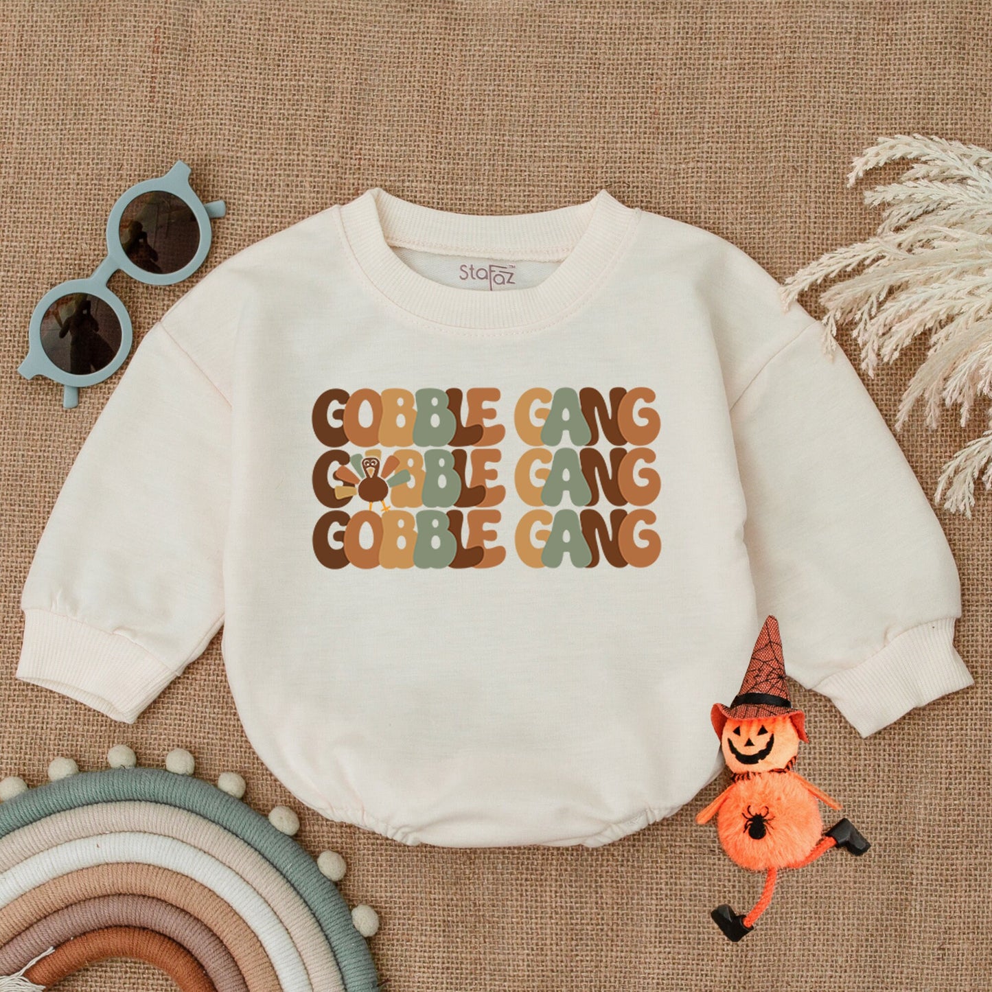 Thanksgiving Turkey Baby Romper, Pumpkin Fall Bodysuit Gift