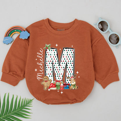 Custom Name Christmas Romper: Baby's 1st Xmas, Birthday Gift