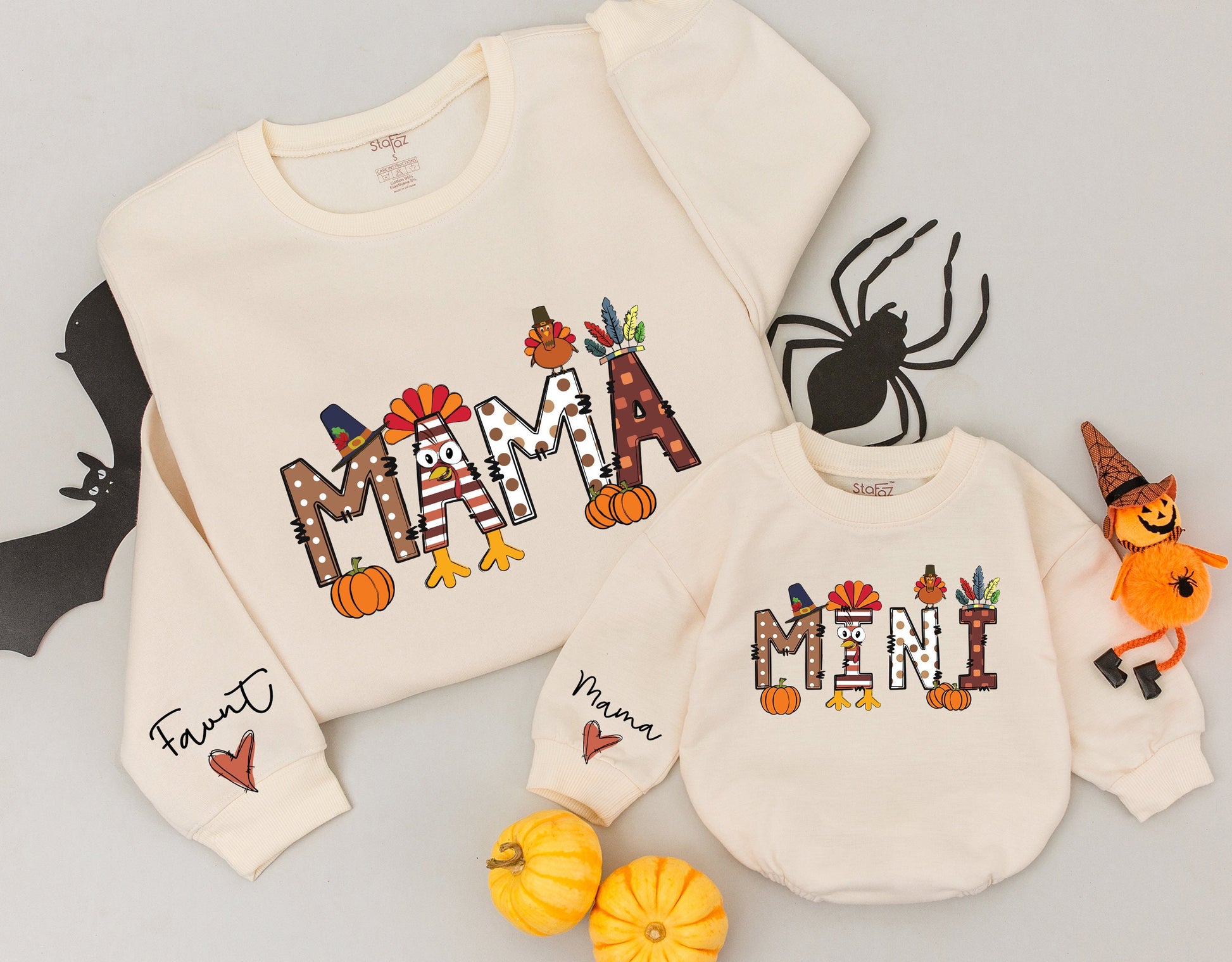 Mom and Baby Matching Thanksgiving Fall Sweaters, Personalized Gifts