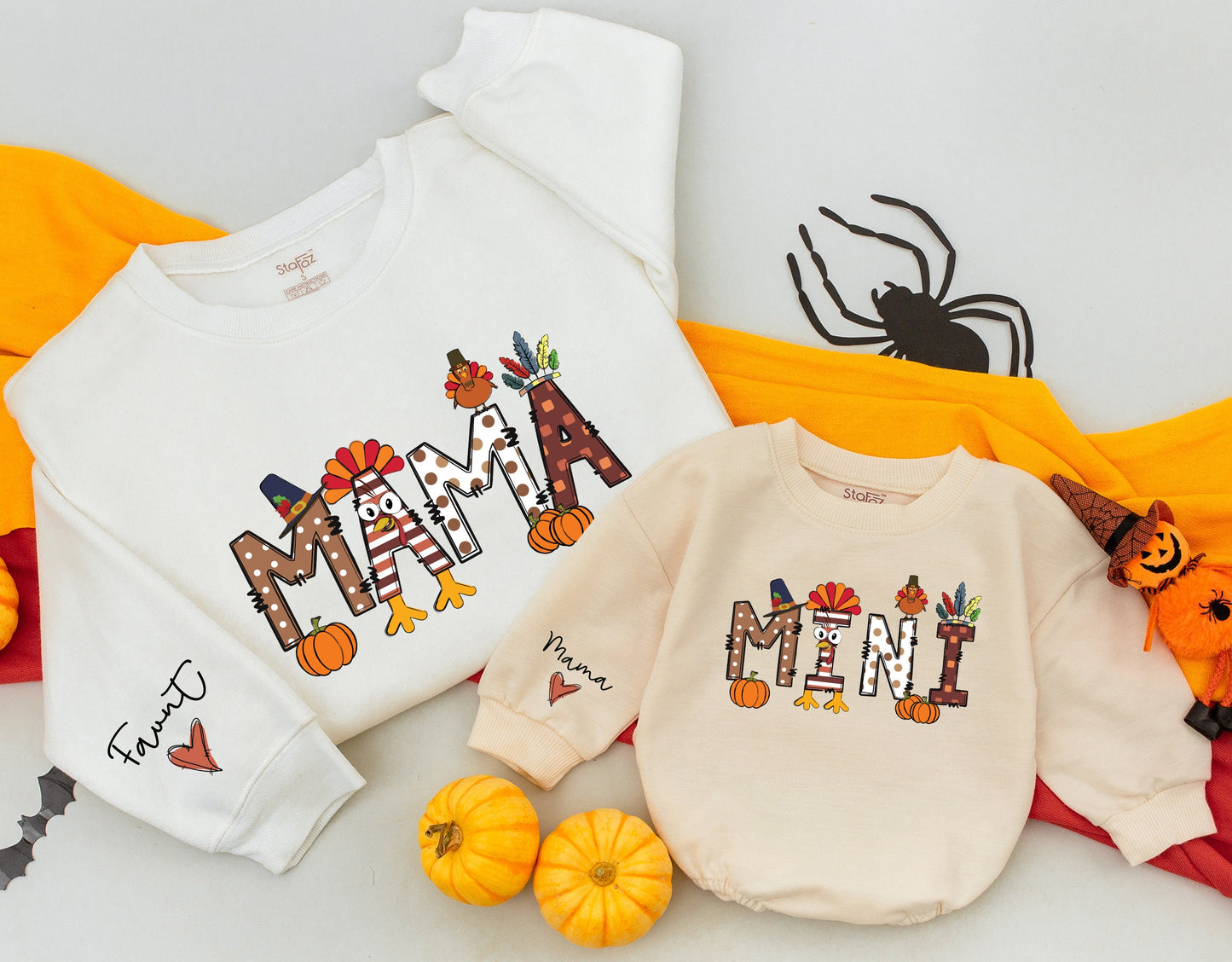 Mom and Baby Matching Thanksgiving Fall Sweaters, Personalized Gifts