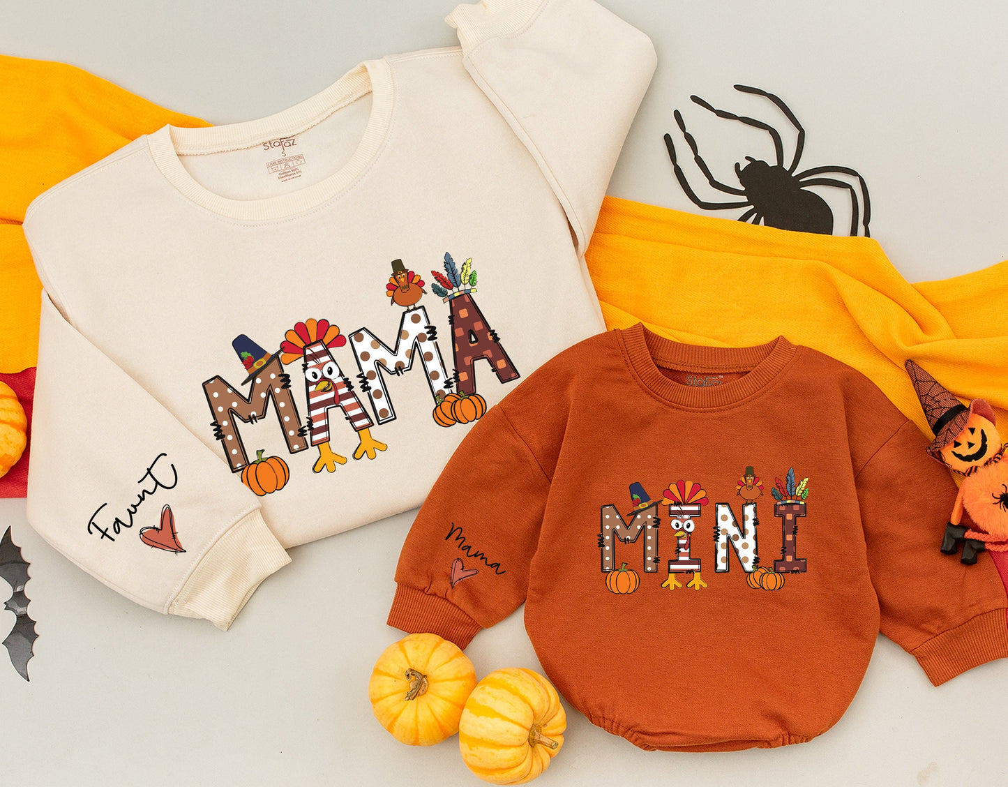 Mom and Baby Matching Thanksgiving Fall Sweaters, Personalized Gifts