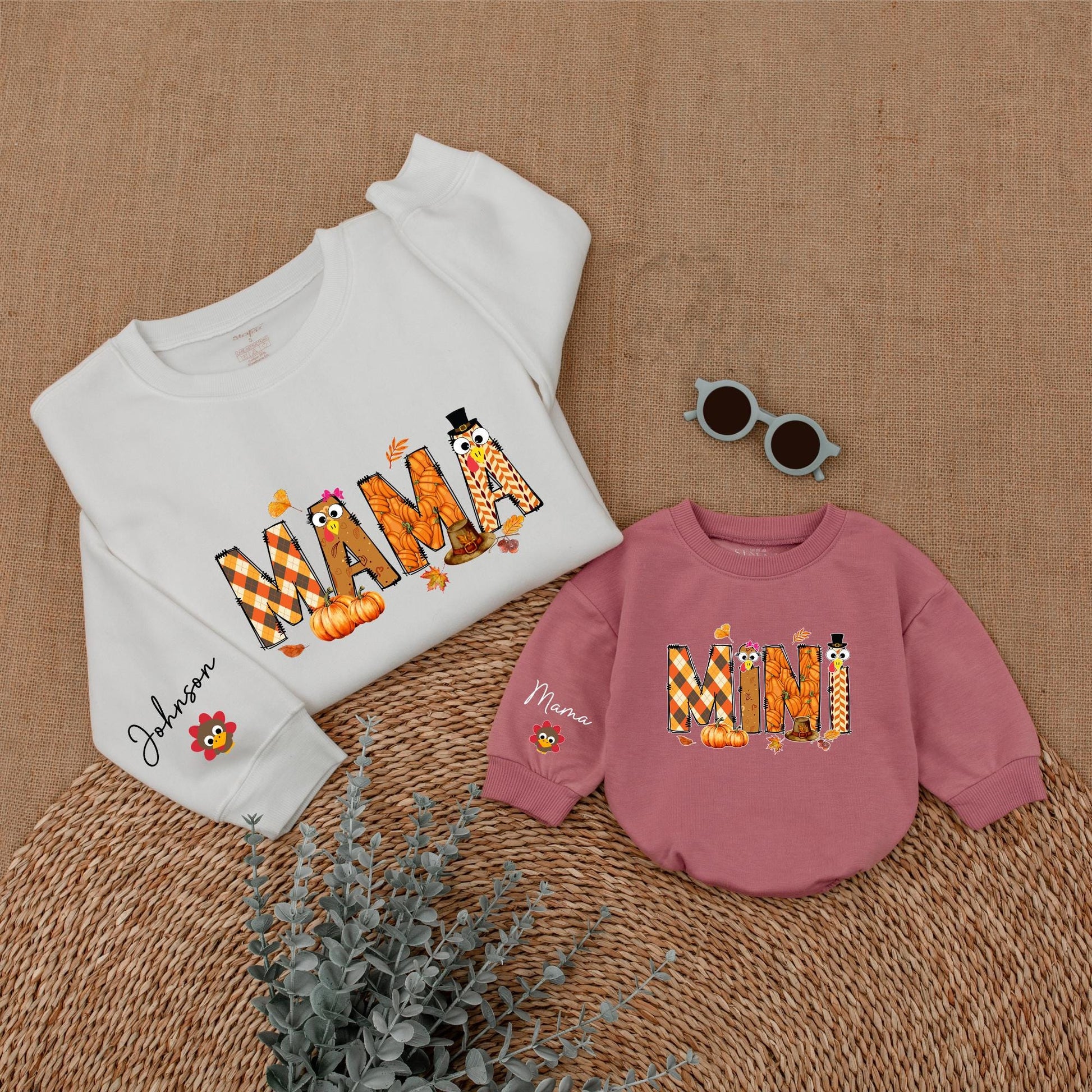 Mom and Mini Thanksgiving Sweaters, Custom Family Fall Outfits