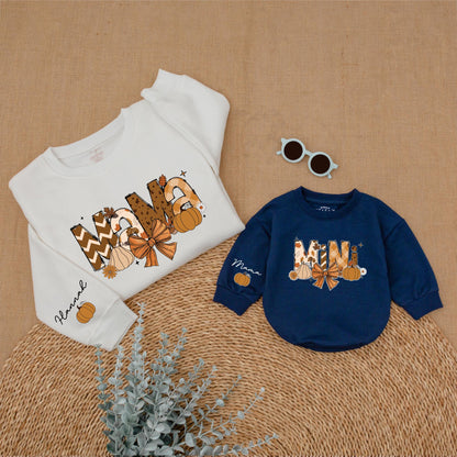 Matching Mommy & Me Fall Sweatshirts - Custom Name Thanksgiving Set