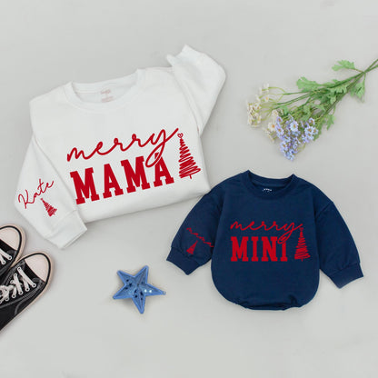 Matching Mom & Mini Xmas Outfits, Family Sweatshirts, Baby Gift