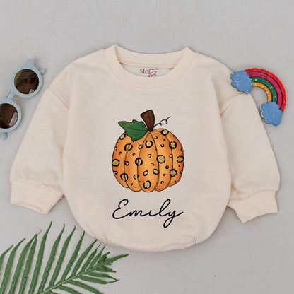 Custom Pumpkin Romper - Fall Thanksgiving Baby Outfit & Gift