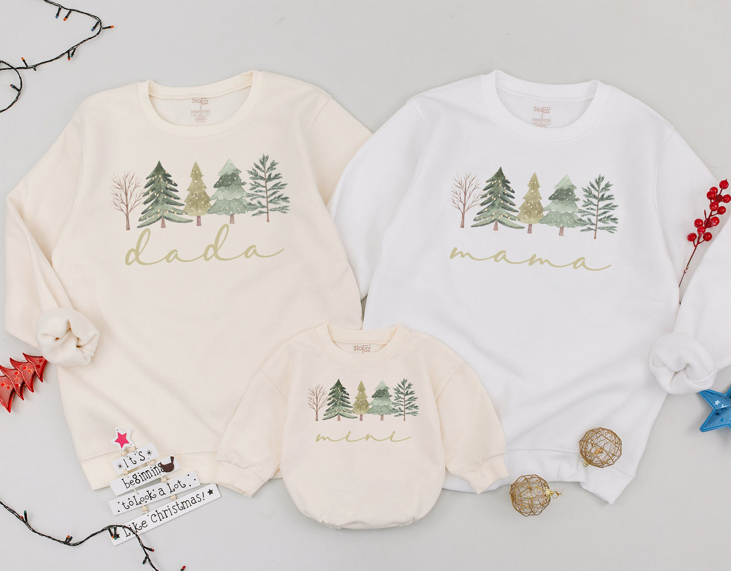 Matching Family Christmas Sweatshirts & Romper: Holiday Outfit Gift