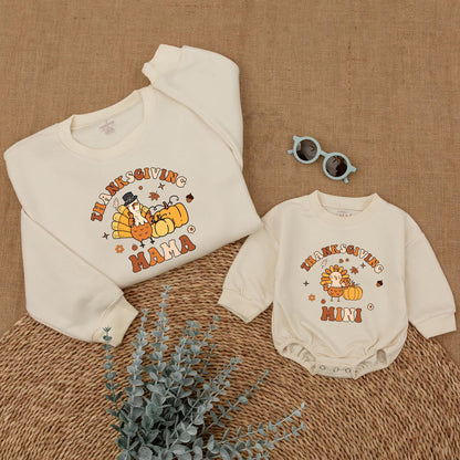 Cozy Thanksgiving Mommy and Me Sweatshirt Set: Fall Family Outfit