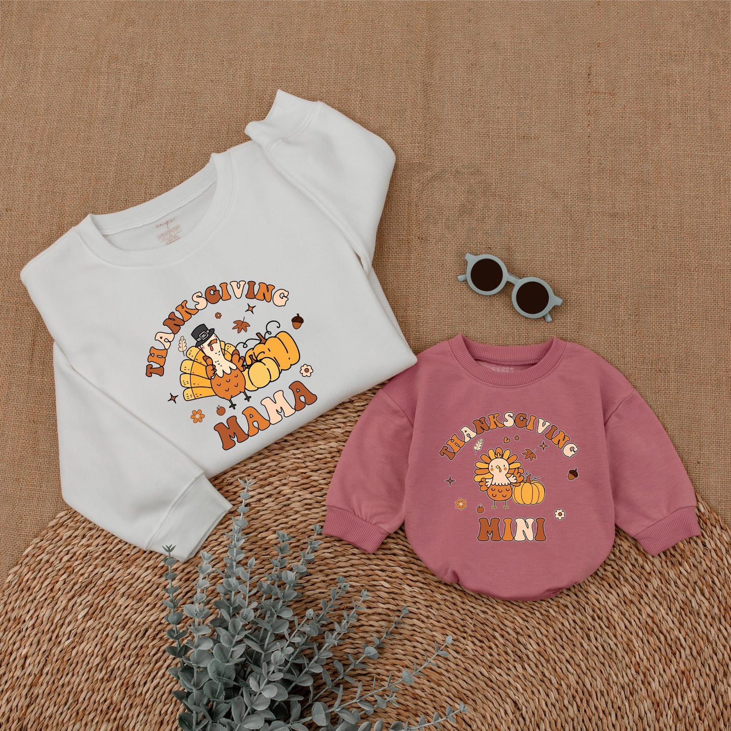 Cozy Thanksgiving Mommy and Me Sweatshirt Set: Fall Family Outfit