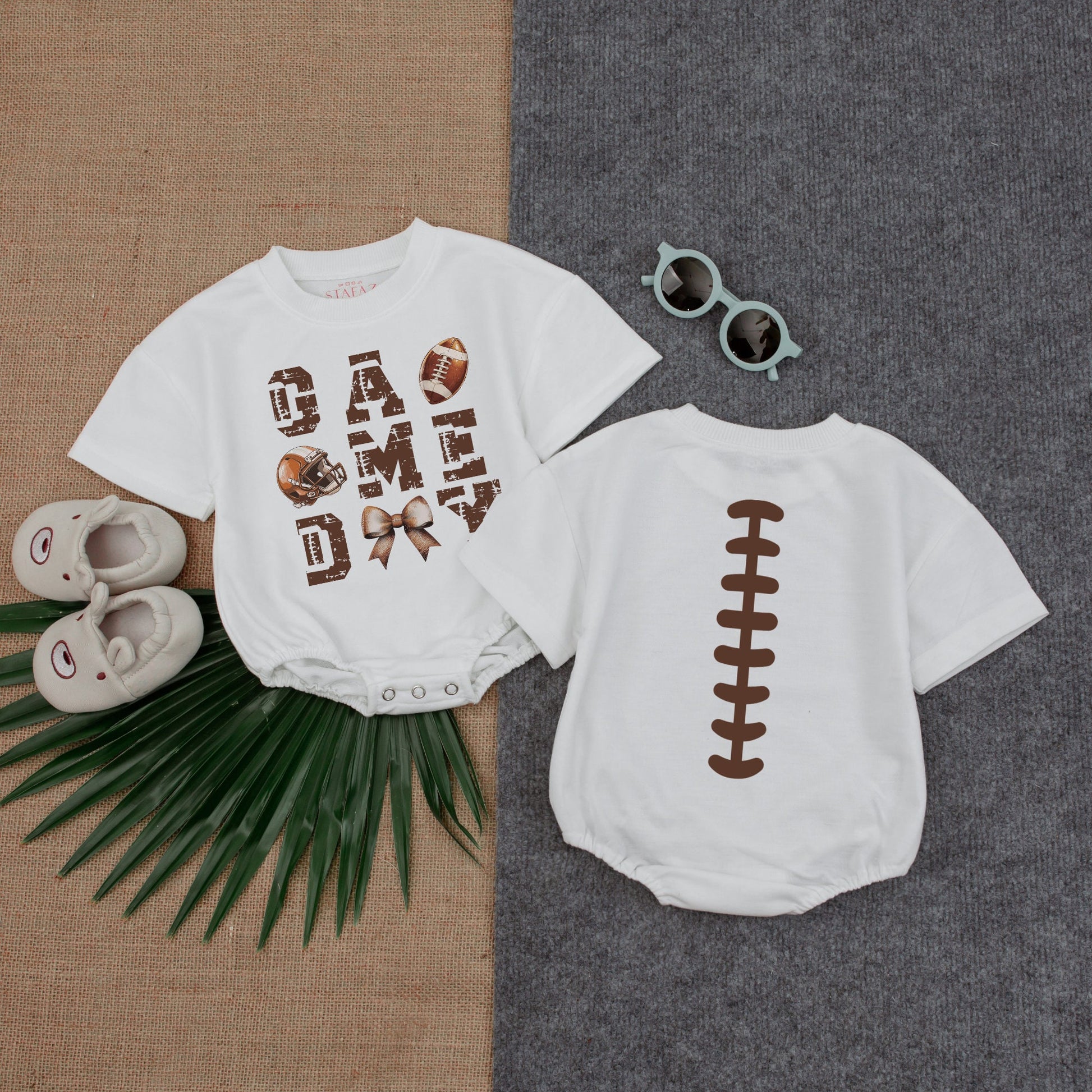 Football Game Day Romper: Baby Birthday Outfit, Sports, Short Sleeve