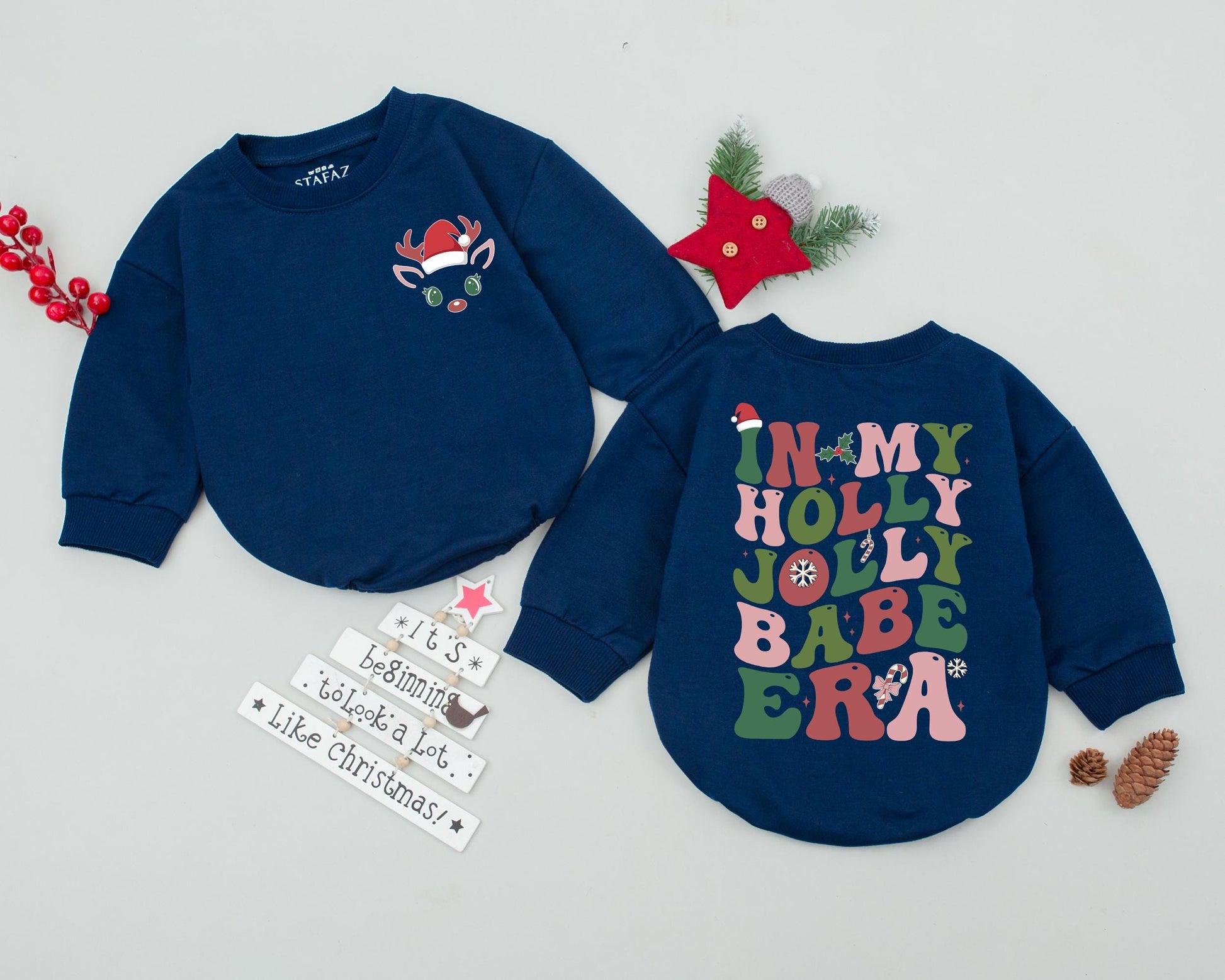 Retro Christmas Bubble Romper - Perfect Baby's First Holiday Outfit