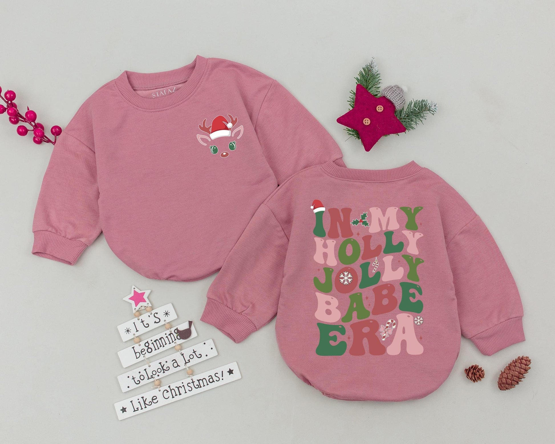 Retro Christmas Bubble Romper - Perfect Baby's First Holiday Outfit