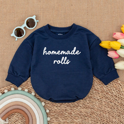Homemade Rolls Baby Romper My First Thanksgiving Bodysuit cozy Fall Bubble Outfit soft cotton infant clothing great for baby announcement gift