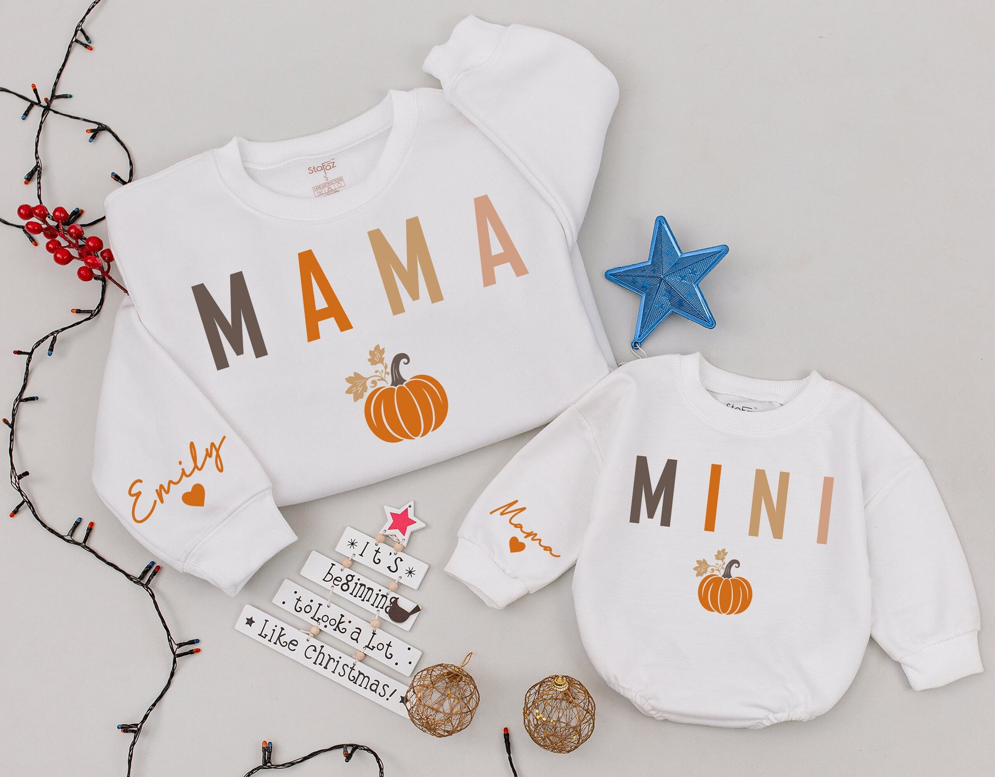Fall Matching Sweatshirts: Mommy and Me, Personalized Thanksgiving Outfit