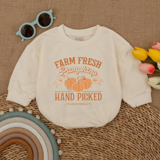 Retro Pumpkin Baby Romper: Thanksgiving Outfit & Announcement Suit