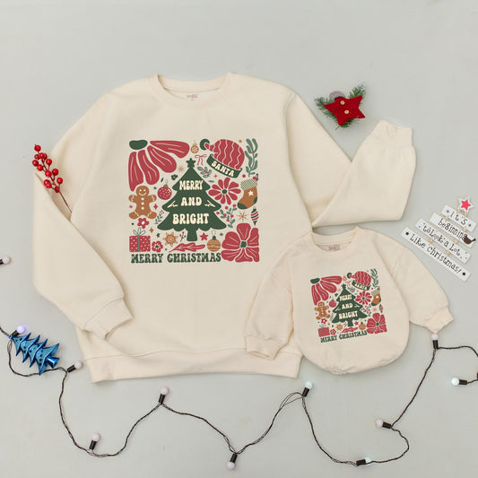 Retro Boho Christmas Sweaters & Baby Rompers: Mommy & Me Outfits