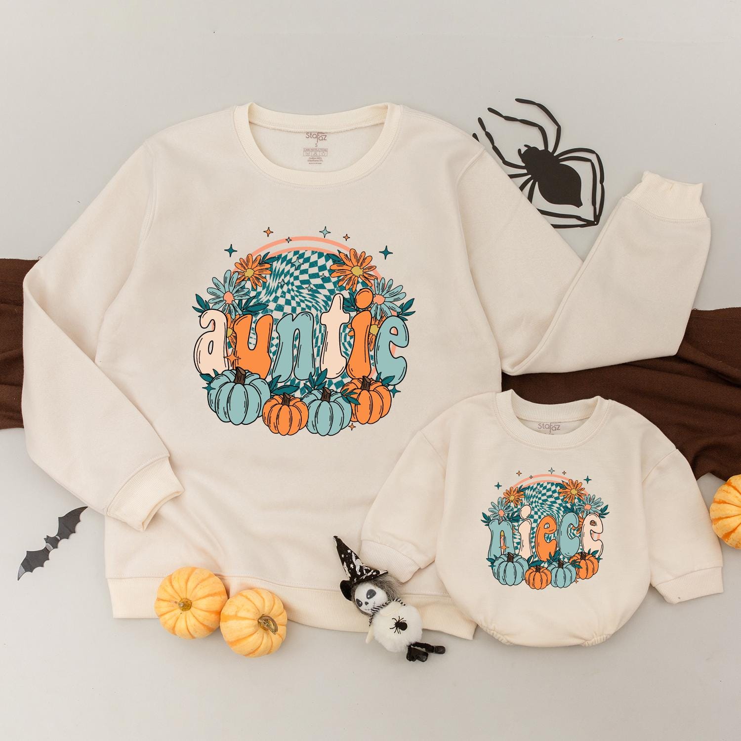 Auntie Niece Pumpkin Sweater Set - Cute Family Fall Matching Gift